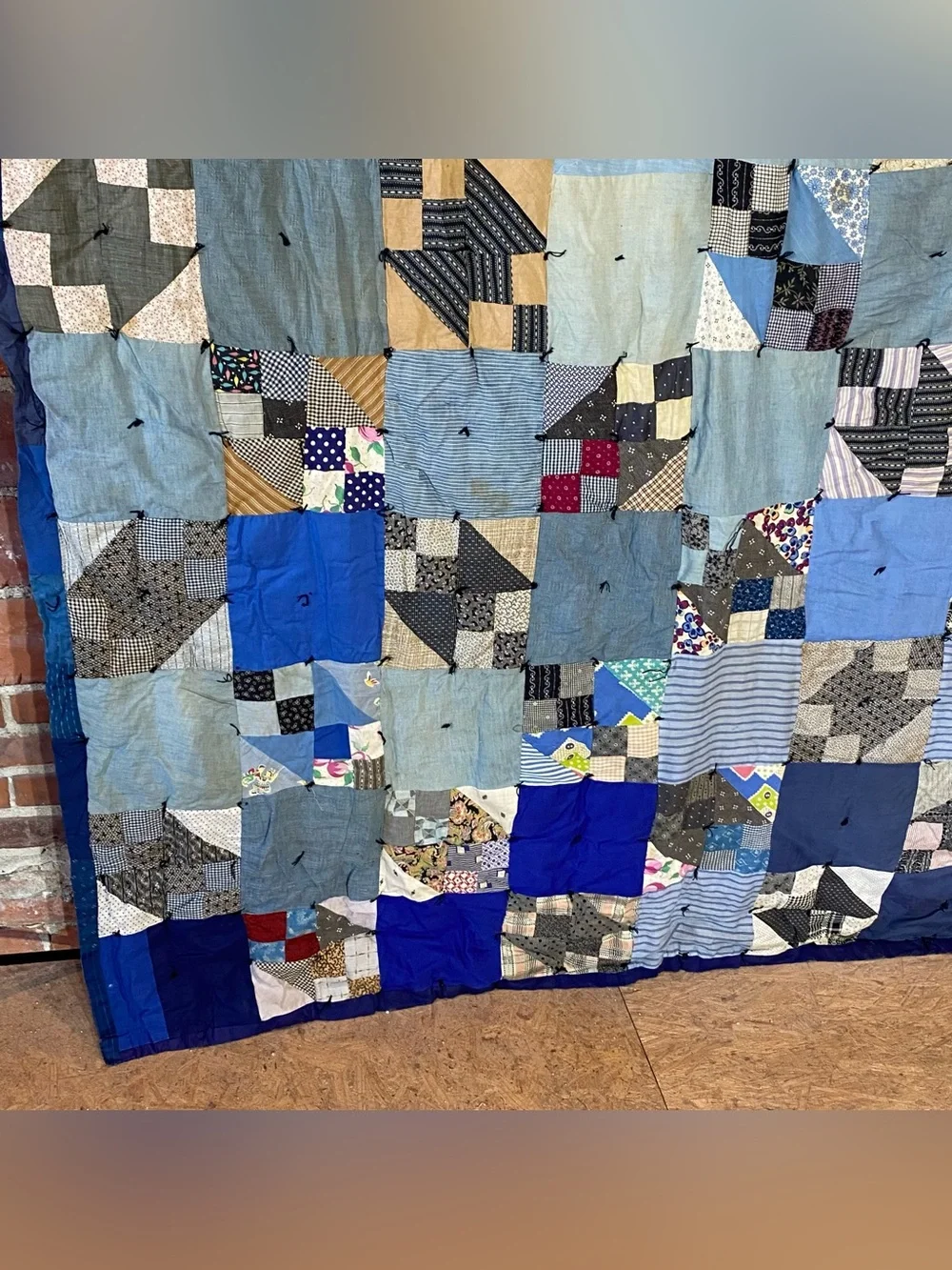 Vintage Patchwork Tie Cutter Quilt 70” x 90”